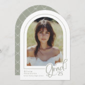 Elégant Sage Simple Photo 2025 Grad Faire-part (Devant / Derrière)
