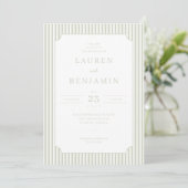 Elegant Sage Striped Wedding Invitation (Debout devant)