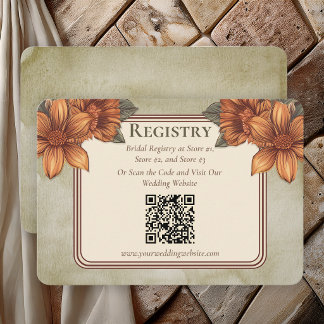 Elegant Sage Terracotta Floral Bridal Registry  Informatiekaartje