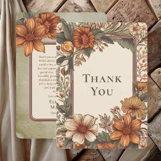 Elegant Sage Terracotta Floral Thank You Card Bedankkaart