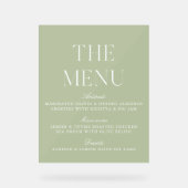 Élégant Sage Vert Acrylique Mariage Menu Signe (Recto)