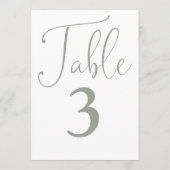 Élégant Sage Vert Simple Grand Numéro De Table (Dos)