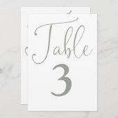 Élégant Sage Vert Simple Grand Numéro De Table (Devant / Derrière)