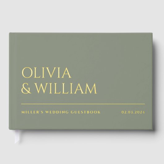 Elégant Sage Vert Typographie Mariage Foil (Recto)