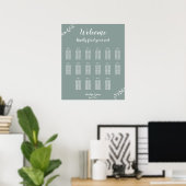 Elegant Sage Wedding Seating Chart 20x24 Poster (Thuiskantoor)