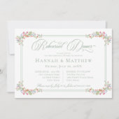 Elegant Sage Wildflower Crest Wedding Rehearsal Kaart (Voorkant)