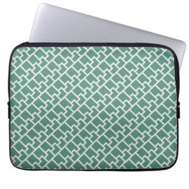 Elegant Sagemoer Groen Geometrisch Patroon Laptop Sleeve