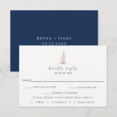 Elegant Sailboat Wedding RSVP Card Kaartje (Voorkant / Achterkant)