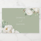 Elegant Salie Blad & Wit Bloemen Bruiloft Sparkling Wijnetiket (Enkel label)