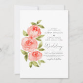 Elegant Salie Groen Koraal Boho Bloemen Bruiloft Kaart (Voorkant)