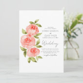 Elegant Salie Groen Koraal Boho Bloemen Bruiloft Kaart (Staand voorkant)