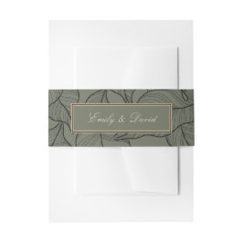 Elegant salie monogram bladeren patroon uitnodigingen wikkel