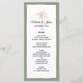 Elegant Salie Roos Goud Koper Palmboom Bruiloft Menu (Voorkant)