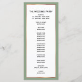 Elegant Salie Roos Goud Koper Palmboom Bruiloft Programma (Achterkant)