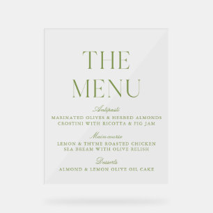 Elegant Saliegroen Acryl Trouw Menu Bord