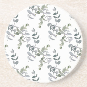 Elegant Saliegroene Eucalyptusbladeren Patroon Zandsteen Onderzetter