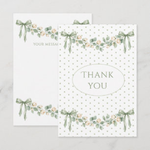 Elegant Saliegroene Lint Vintage Gepersonaliseerd Bedankkaart