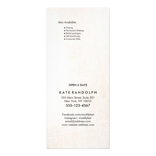 Elégant Salon de Marbre Noir Blanc Menu Prix (Dos)