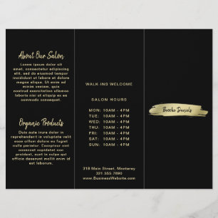 Élégant salon moderne Black Gold Trifold Brochure