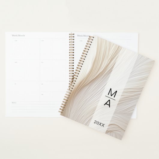 Élégant Salon Monogram Waves Planner (Devant avec enveloppe)