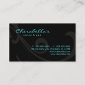 Elégant Salon Spa Floral Carte de visite noir bleu (Dos)