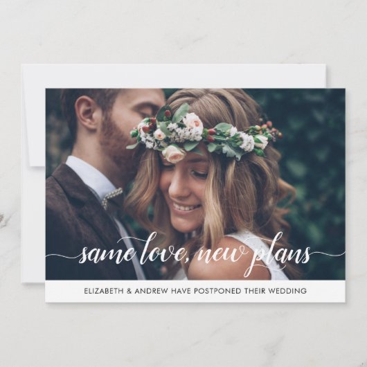 Elegant Same Love New Plans Change of Date Photo Aankondiging (Voorkant)