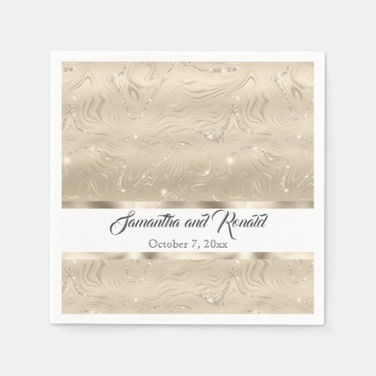 Elegant Sandy Gold Faux Folie Bruiloft Servet (Voorkant)