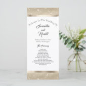 Elegant Sandy Gold Faux Folie Trouwprogramma (Staand voorkant)