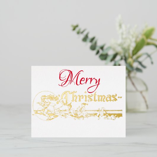 Elegant Santa Elves Party Folie Invitation Briefka Folie Uitnodiging Briefkaart (Staand Voorkant)