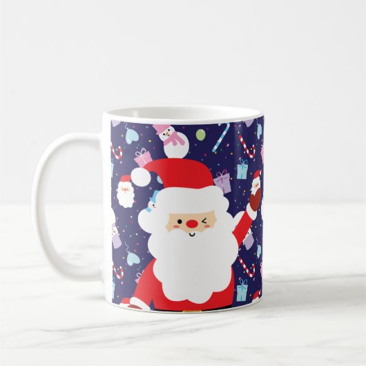 Elegant Santa Snowman Candy Cane-kerstpatroon Koffiemok (Links)