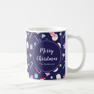 Elegant Santa Snowman Candy Cane-kerstpatroon Koffiemok