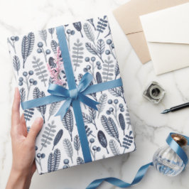 Elegant Sapphire Blue Botanicals Cadeaupapier