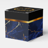 Elegant Sapphire Blue Marble en Gold Favor Box Bedankdoosjes (Voorkant Zijde)