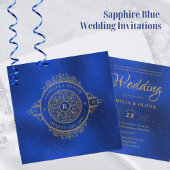 Elegant Sapphire Blue  Vintage WEDDING Kaart