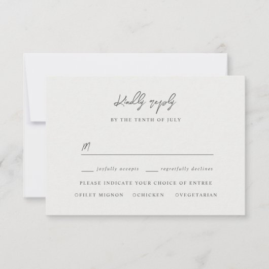 Élégant satin d'ivoire rsvp avec choix de repas (Devant)