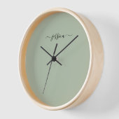 Elégant sauge vert nom de script grand horloge (Angle)
