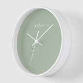 Elégant sauge vert nom de script grand horloge (Angle)