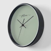 Elégant sauge vert nom de script grand horloge (Angle)