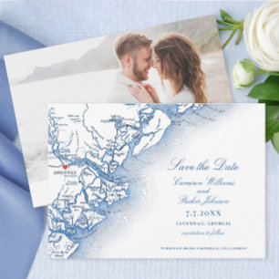Elegant Savannah Georgia Wedding Navy Kaart