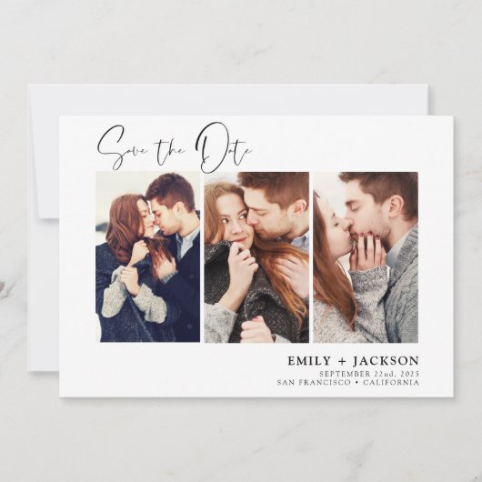Elegant Save the Date 3 Photo Invitations (Voorkant)