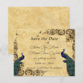 Élégant Save the Date Beaux Paons (Devant / Derrière)
