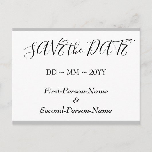 Elegant "SAVE the DATE" Briefkaart (Voorkant)