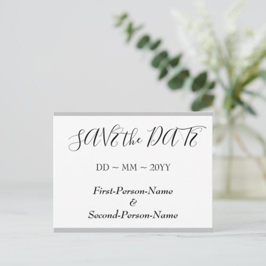 Elegant "SAVE the DATE" Briefkaart (Staand voorkant)