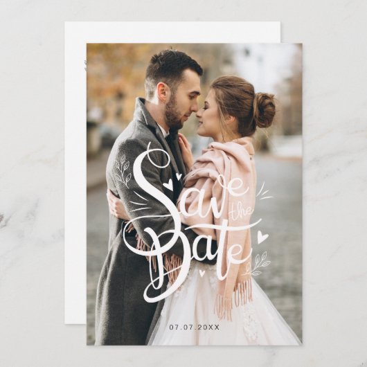 Elegant Save the Date bruiloft uitnodiging (Voorkant / Achterkant)
