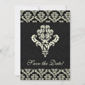 Elegant Save the Date Card Black Suede Cream (Voorkant)