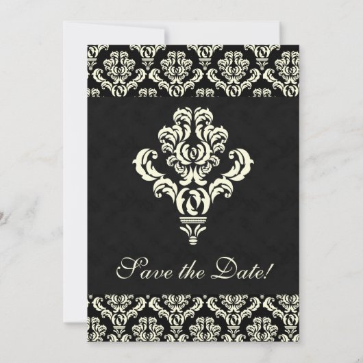 Elegant Save the Date Card Black Suede Cream (Voorkant)