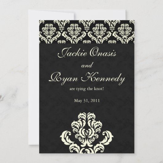 Elegant Save the Date Card Black Suede Cream (Achterkant)