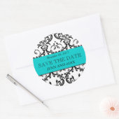 Elegant Save the Date Damask Stickers Aqua Blue (Envelop)