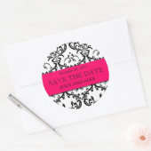 Elegant Save the Date Damask Stickers Hot Pink (Envelop)
