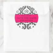 Elegant Save the Date Damask Stickers Hot Pink (Tas)
